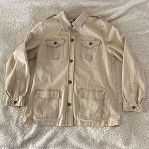 LAUREN RALPH LAUREN Womens Safari Canvas Utility Jacket Logo Buttons Pockets  XL